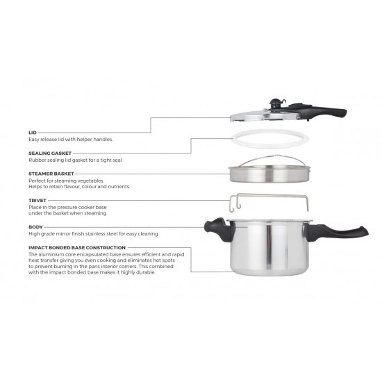 Tower 3 litre online stainless steel pressure cooker